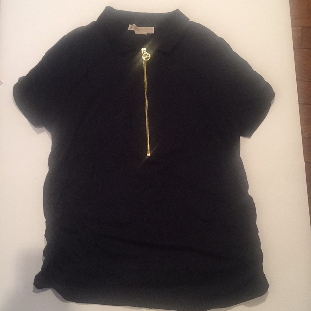 MICHAEL KORS HALF ZIP POLO RUCHED NAVY SIZE 0X